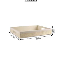 aarvi decor studio Off-White Premium Faux Leather Rectangular Serving Tray image 4