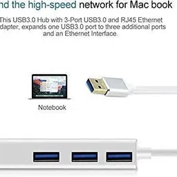 BhalTech USB 3.0 to RJ45 Ethernet LAN Adapter with 3 Port USB Hub USB Hub image 3