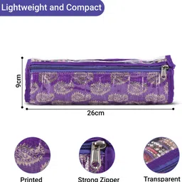 kuber industries 10 Compartments Printed Bangles Organisers Storage Box for Women | Purple Bangles Pouch Vanity Box image 3