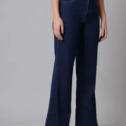 tyffyn Women Flared High Rise Blue Jeans image 3