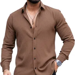 khushi creation Men Regular Fit Solid Curved Collar Casual Shirt-picture-13