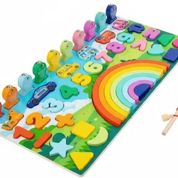 winx Multifunctional 5 in 1 Wooden Game Learning Board Puzzle Toy for Toddler-picture-15