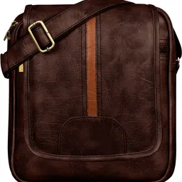Brown Men & Women Sling Bag Brown Stylish Faux Leather Cross Body Sling Bag For Men PE-SL02-image-79