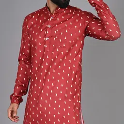 fubar Men Printed Cotton Blend Straight Kurta image 1