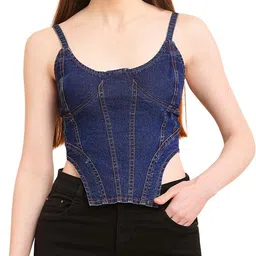 puella Casual Sleeveless Solid Women Dark Blue Top-picture-11