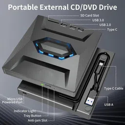 CAREKRAFT USB 3.0 & Type C External CD DVD Writer RW Optical Drive CD/DVD External External DVD Writer image 5