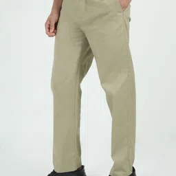 bellaciao clothings co Men Relaxed Khaki Linen Blend Trousers image 3