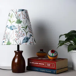 lexton Wooden Bedside Table Lamp | Bird Printed | 15 inch | Corded | Bulb Not Included Table Lamp-picture-28