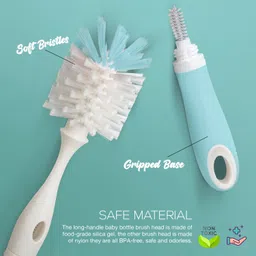 baybee 2 in 1 Nylon Bristles Baby Feeding Bottle & Nipple Cleaner Brush Easy Grip 360° image 3