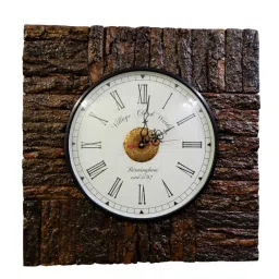 disoo fashions Tree Bark Wooden Roman Dial Analog Wall Clock image 3