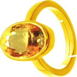 navya gems 9.25 Ratti 8.00 Carat Natural Citrine Ring Sunela Gemstone Gold Plated Ring Brass Citrine Gold Plated Ring image 4