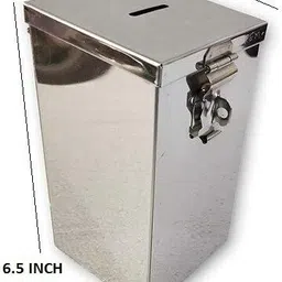 crevita Steel Donation Suggestion, Coin, Money Piggy, Bank-6 Inch (With pre Fited Lock) Cash Box image 4