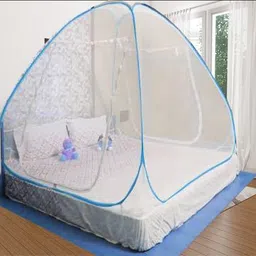 khanjan fashion fab Polyester Kids Washable BLUE mosquito net design machhardani 6 by 7 double bed mosquito net with chain Mosquito Net-picture-25