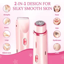 CRAZYABBS 2 in 1 Bikini Trimmer for Women, Dual Head Electric Shaver with IPX7 Waterproof Shaver For Women image 2