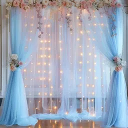 musbu Elegant blue Net Backdrop Cloth | Net Curtain for Decoration image 4