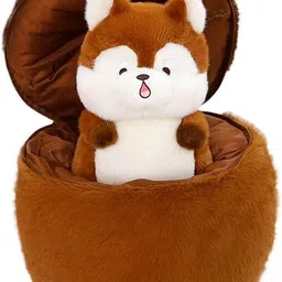 tinytotem Cute Squirrel Soft Toy in Nut Shell | Soft Plush Animal Toy for Kids & Gifts - 30 cm image 2