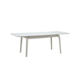 royaloak Johor Malaysian Glass Top 4 Seater Dining Table Extendable Dining Table In White Finish image 3