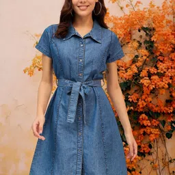 dressberry Women Shirt Blue Above Knee/Mid Thigh Length Dress-picture-16