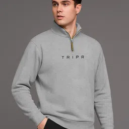 tripr Men Night Suit Set Grey, Black Solid image 4