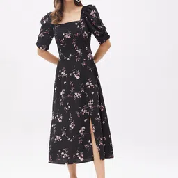 harpa Women A-line Black Midi/Calf Length Dress image 1