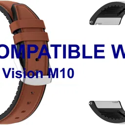 ACM WSM33U22BRWT3639 Pack of 2 Watch Strap Leather Silicone 22mm for Cellecor Vision M10 Smartwatch (Brown/White) Smart Watch Strap-image-13