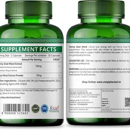 simply herbal Horny Goat Weed Extract With Maca - 800 Mg - 90 Capcules image 2