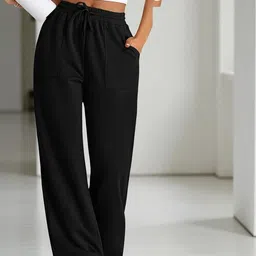 iuga Women Solid Black Track Pants image 4