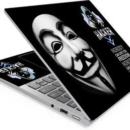 Techfit HD Printed Easy to Install Full Panel Laptop Skin/Sticker/Stretchable Vinyl/Cover for all Size Laptops upto 15.6 inch No Residue, Bubble Free - Hacker Anonymous Multi Logo Smile Face Self Adhesive Vinyl Laptop Decal 15.6-picture-18