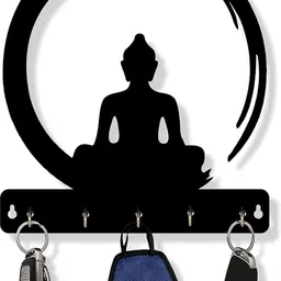 sage Designer Black Edition Wooden Key Holders for Home/Office, Buddha Wood Key Holder-picture-10