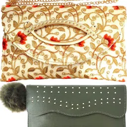 Casual, Party, Formal Cream, Khaki Clutch-image-28