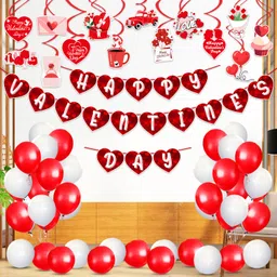 zyozique Red Valentine’s Day Decorations Combo Banner, Balloons, Swirls Hanging (Pack of 40)-picture-22