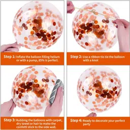 bash n splash Solid Super Quality Ballon 10 Pc Confetti Balloon Rose Gold with 2 Ribbon Balloon image 4