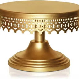 pure source india Decorative Metal Dessert Cupcake Display Cakes Stand 8-inch Round Diameter Gold Plated Cake Server image 2