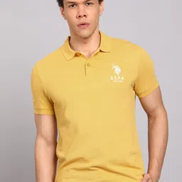 u.s. polo assn. denim co. Men Solid Polo Neck Pure Cotton Yellow T-Shirt-picture-12