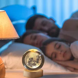 salepushh 3D Galaxy Crystal Ball Night Light, Color-Changing LED, Remote, Moon Model Decorative Showpiece-6 cm image 5