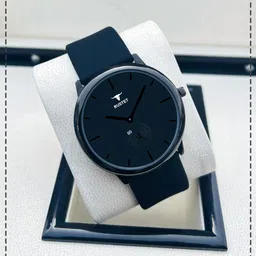 rustet Silicone Strap Analog Watch - For Men 9185 Classy Look Black Dial Chronograph Watch For Men's-picture-10