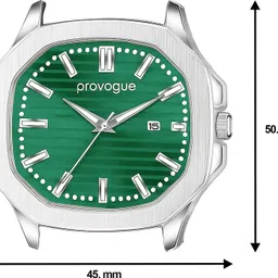 Elegant Provogue Men’s Stylish Analog Watch - For Men | with Green Dial| Stainless Steel Strap| Quartz Movement| Date Display image 3