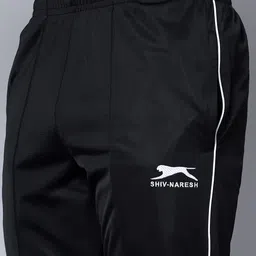 shiv naresh Men Solid Black, White Track Pants image 5