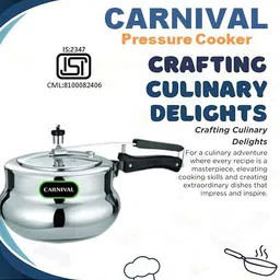 carnival Aluminium Handi Model Inner Lid Pressure Cooker 1.5 Ltr Pure Virgin Aluminium 1.5 L Pressure Cooker image 3