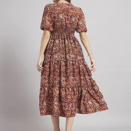 jash creation Women Fit and Flare Brown Midi/Calf Length Dress image 2