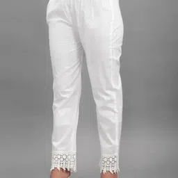 srp collection Pack of 2 Women Comfort Fit White Viscose Rayon Trousers image 3