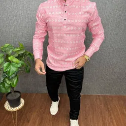 shirteum Men Printed Cotton Blend Straight Kurta-picture-12