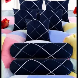 jayog enterprise 5 Cushion 2 Bolster Microfibre Stripes Bolster Pack of 7-picture-29