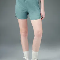 Solid Women Green Sports Shorts-image-21
