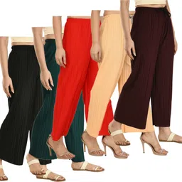 winhever Pack of 5 Women Regular Fit Multicolor Lycra Blend Trousers-picture-21