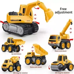 funablo Construction Vehicle Set of 4 Toy Trucks Excavator Dump Trucks Cement Mixer Tank image 2