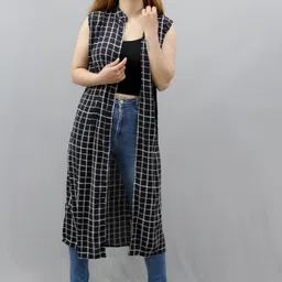 crazevilla Women Sleeveless Black Shrug-picture-30