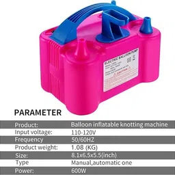 the electra Electric Balloon Air Blower Pump Portable Inflator Dual Nozzle Machine Balloon Pump image 2