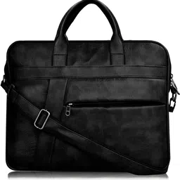 jpenterprises Black Color Faux Leather 10L Office Laptop Bag For Men & Women JP-BG17 Waterproof Messenger Bag-picture-46