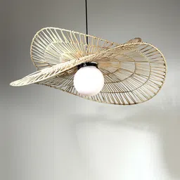 habereindia Novelty Handmade Bamboo Pendant Hanging Light (Beige) image 1